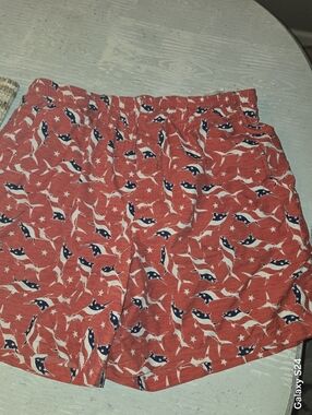 Columbia Red Patriotic Shark Print Swim Trunks Mens L